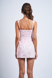 Pink Pond Print Mini Dress