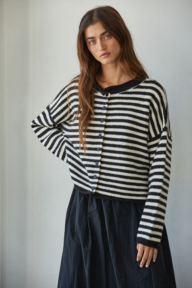 Black Channel Knit Cardigan