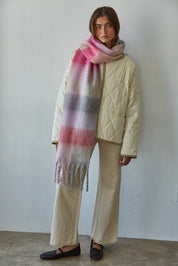 Purple/Pink Knit Gingham Scarf