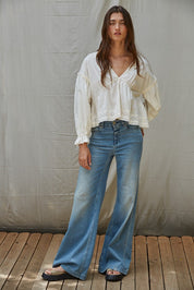 Ivory Eyelet Collared Top