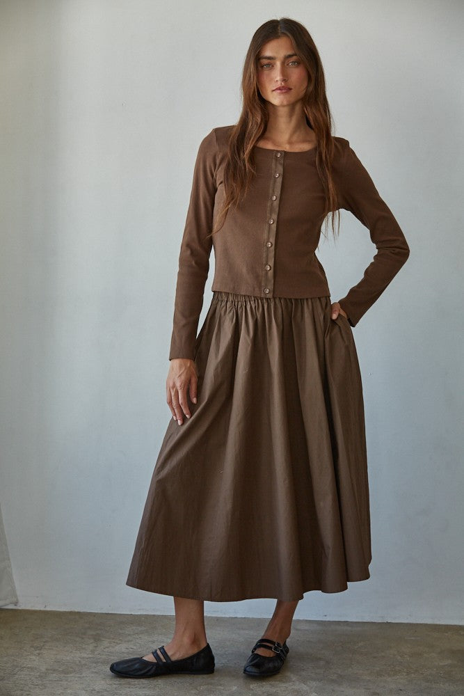 Brown Flare Skirt