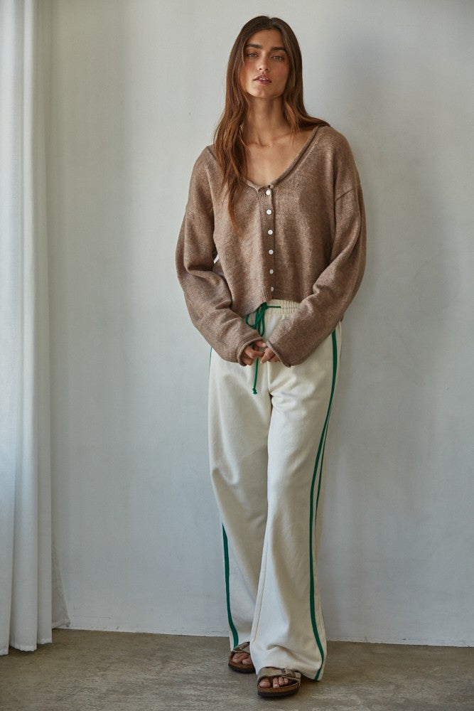 Brown V-neck Cardigan