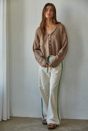 Brown V-neck Cardigan