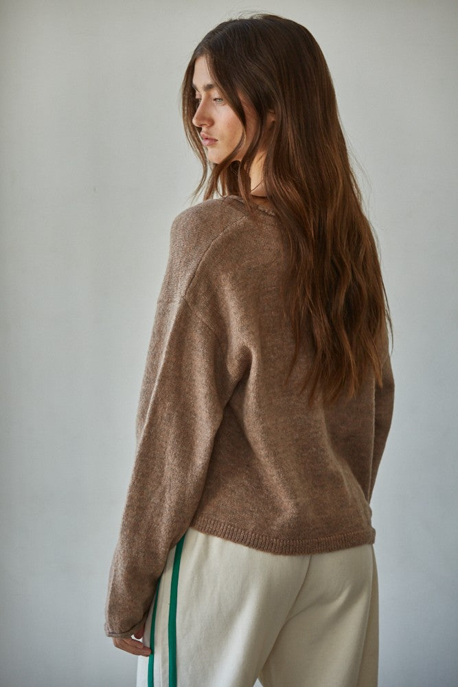 Brown V-neck Cardigan