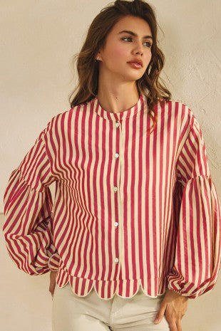 Red Vintage Stripped Button Down