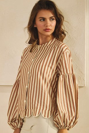 Brown Vintage Stripped Button Down