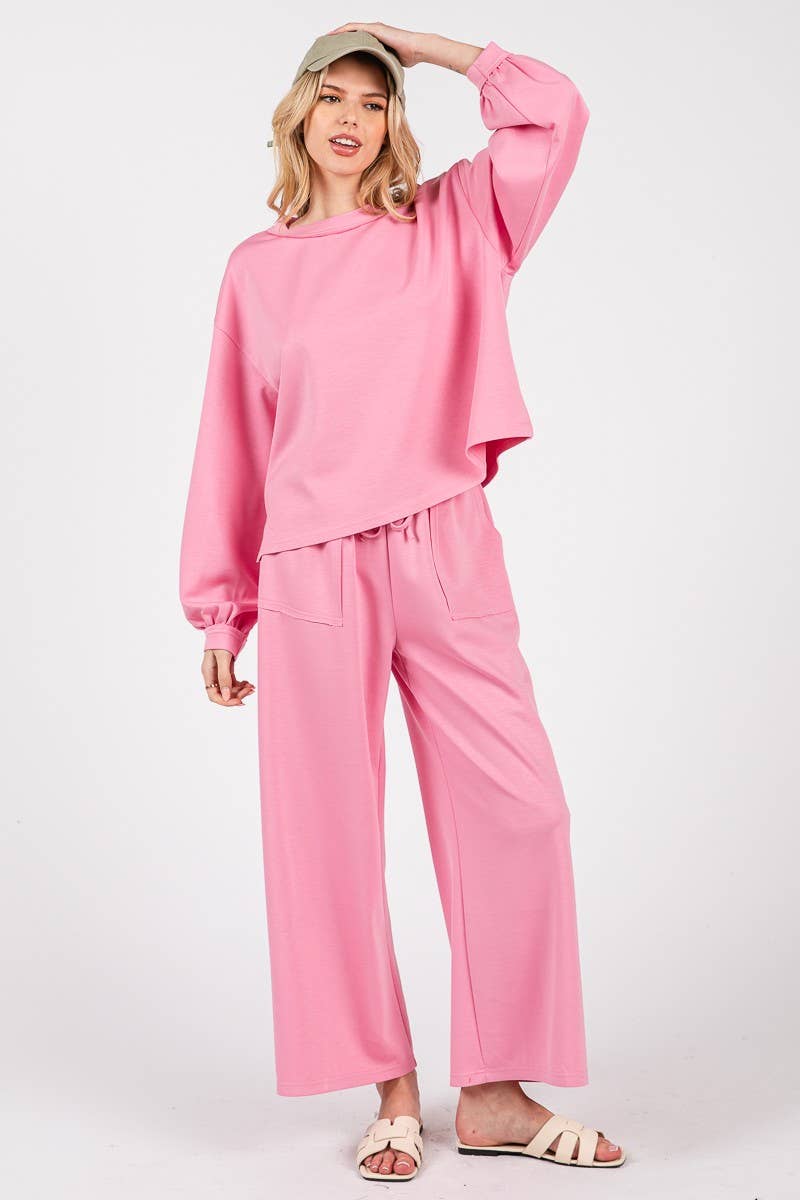 Pink Scuba Top & Pants Set