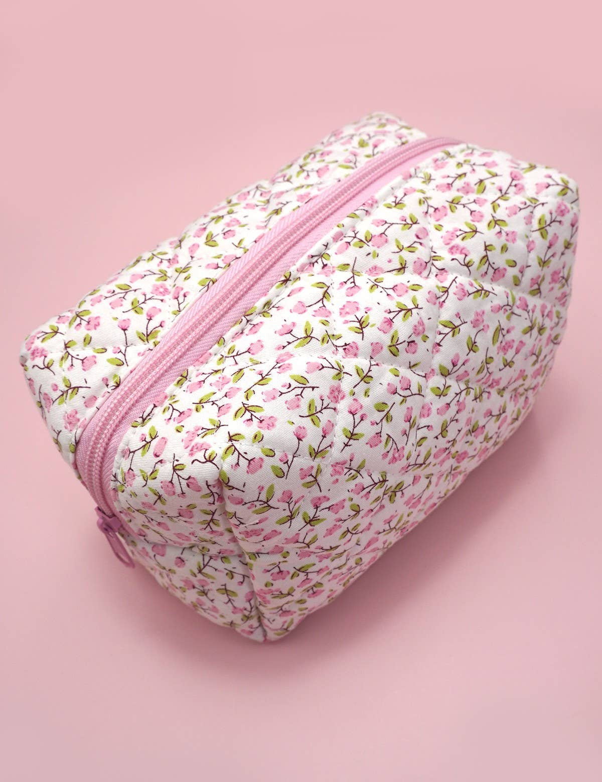 DITSY QUILTED COTTON FLORAL COSMETIC POUCH BAG | 40P557