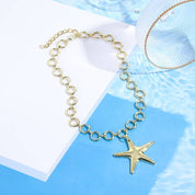 PUFFY STAR CHUNKY CHAIN STATEMENT NECKLACE | 40NK9571: GOLD