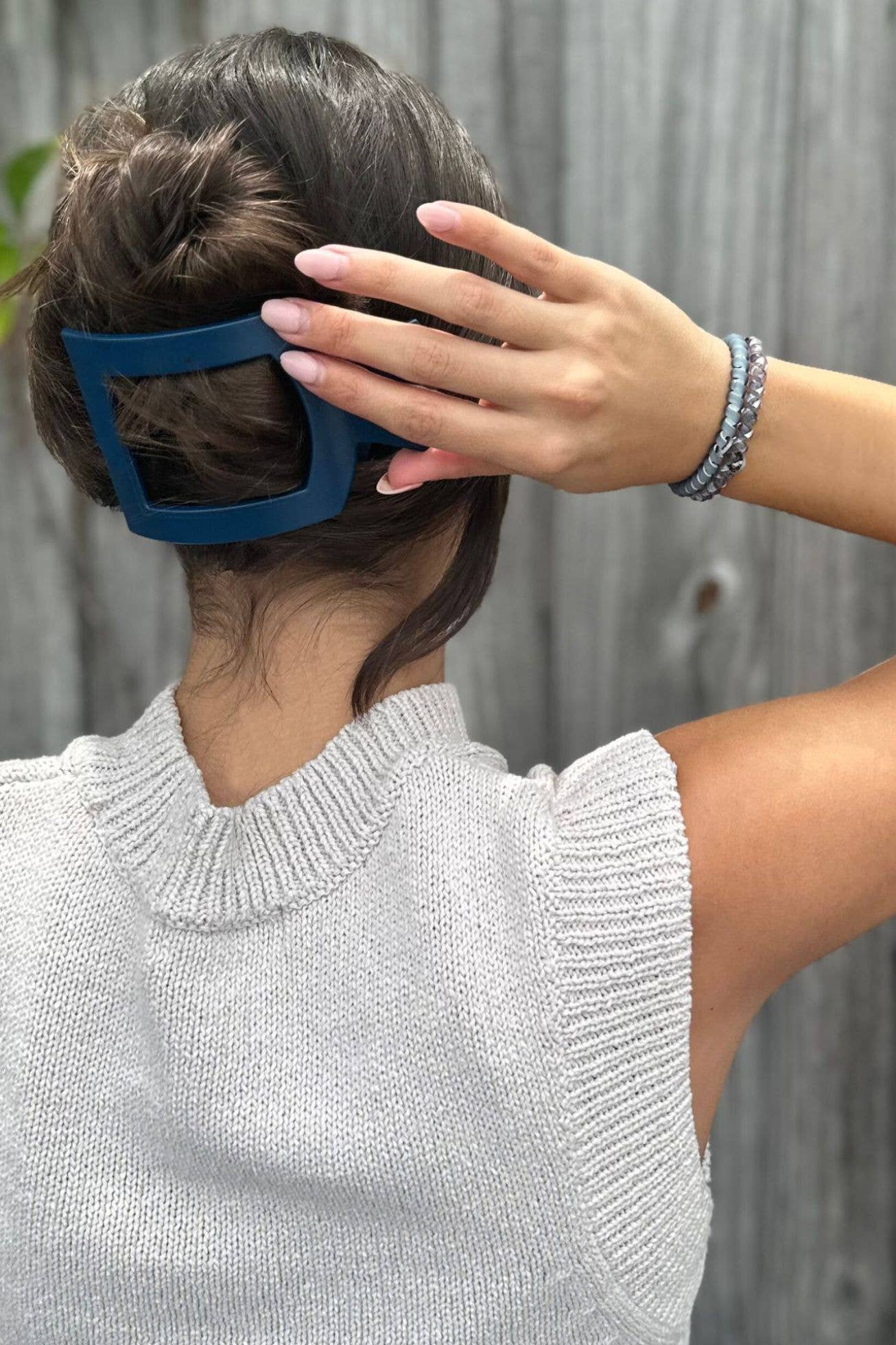 Flat Square Hair Clip | Large | Midnight Rain showing lightweight, durable, and nearly unbreakable