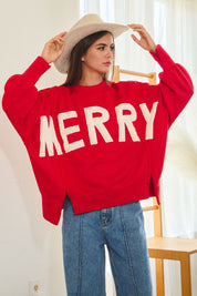 Red Merry French Terry Sweatshirt