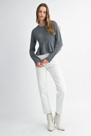 Gray Knit Button Down