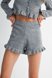 Gray Ruffle Knit Set