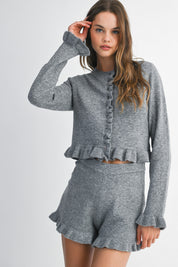 Gray Ruffle Knit Set