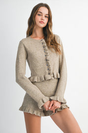 Tan Ruffle Knit Set