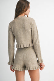 Tan Ruffle Knit Set