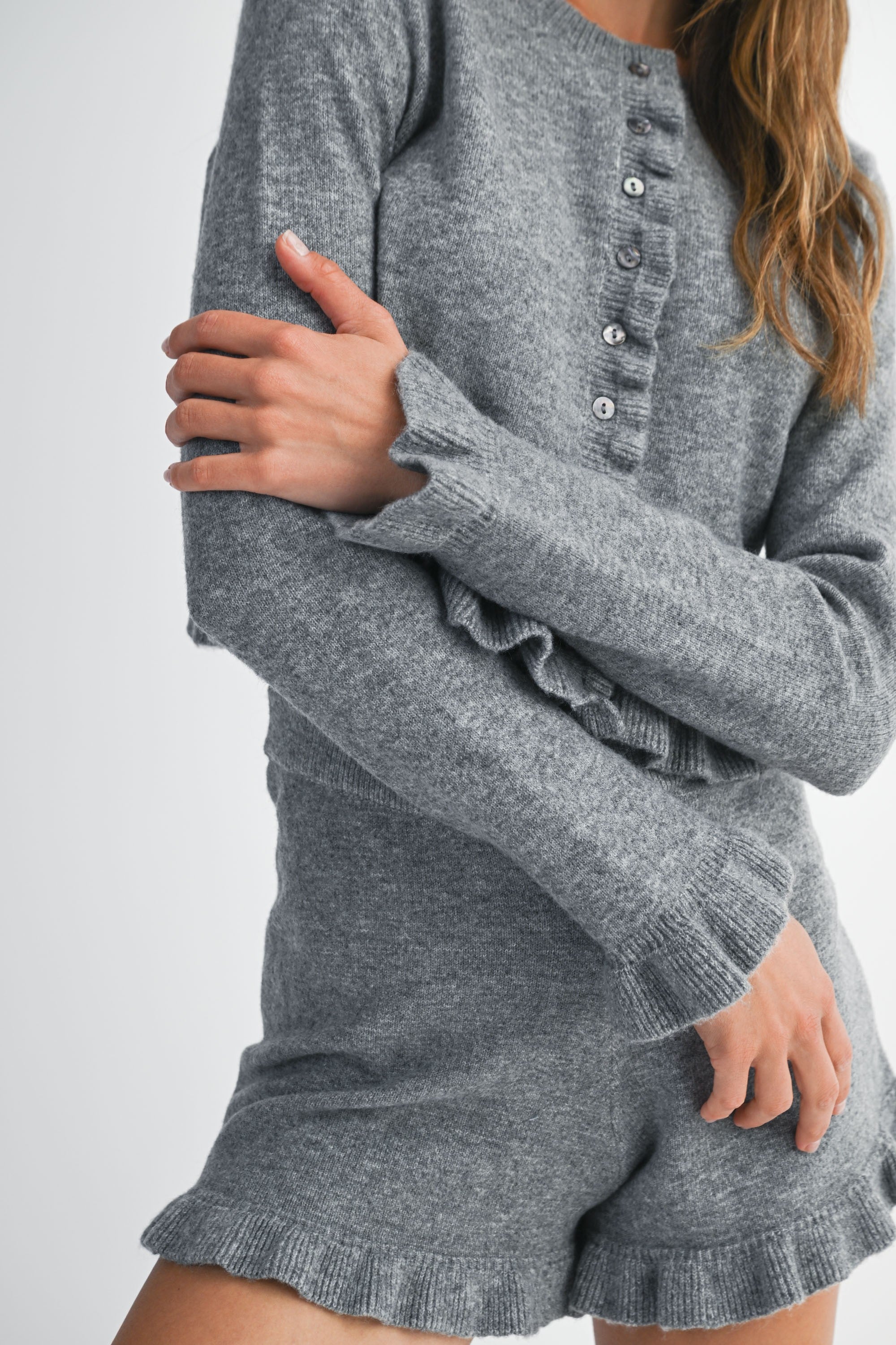 Gray Ruffle Knit Set