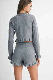 Gray Ruffle Knit Set