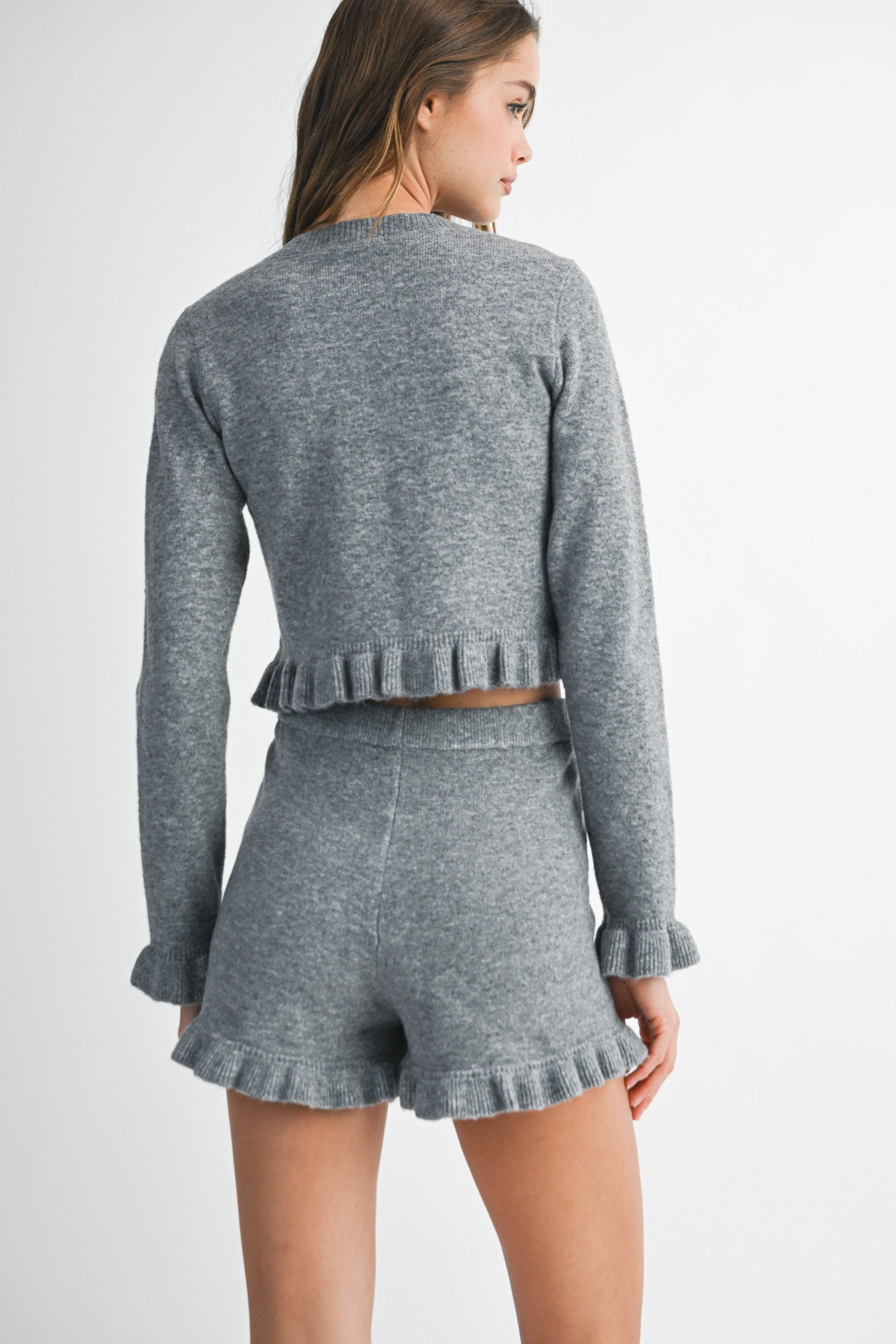 Gray Ruffle Knit Set