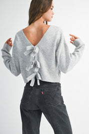 Gray Reversible Bow Sweater