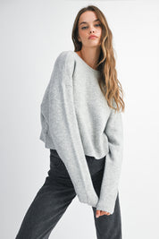Gray Reversible Bow Sweater