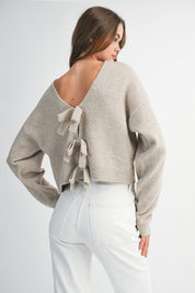 Tan Reversible Bow Sweater
