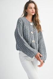 Grey Chunky Knit Cardigan