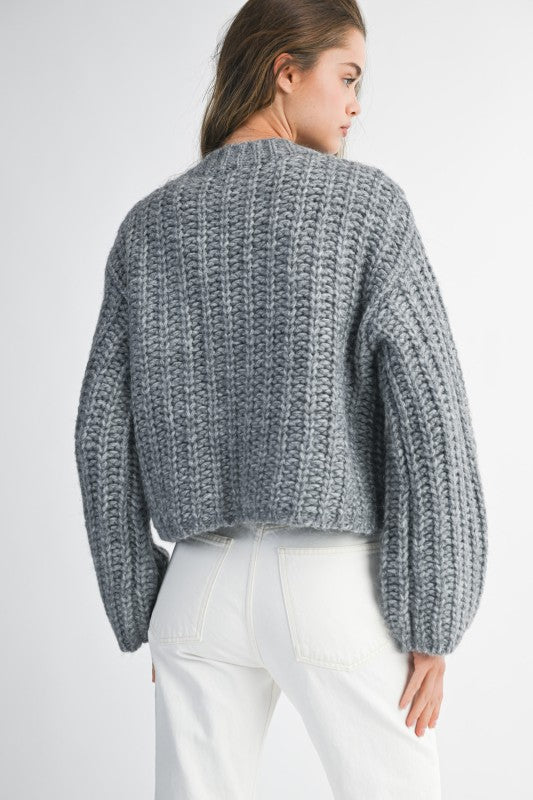 Grey Chunky Knit Cardigan