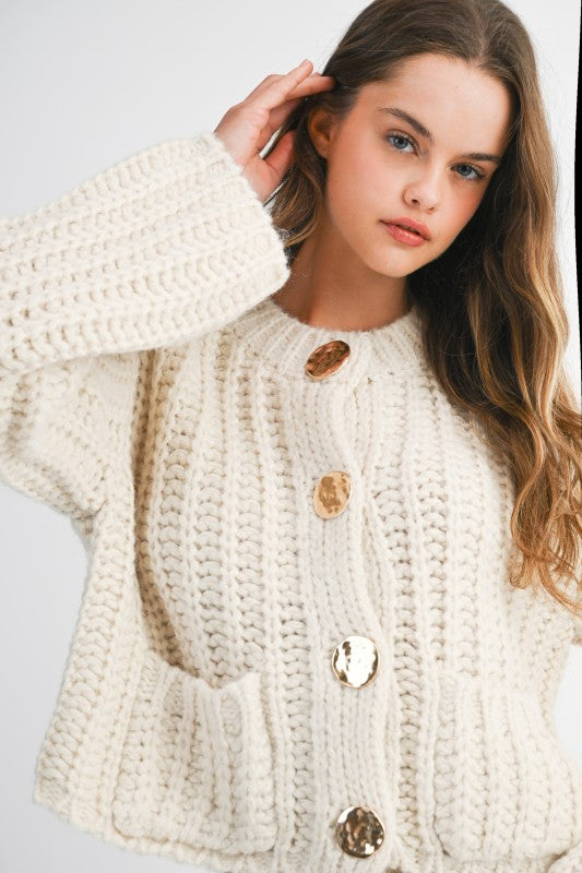 Cream Chunky Knit Cardigan