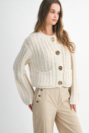 Cream Chunky Knit Cardigan