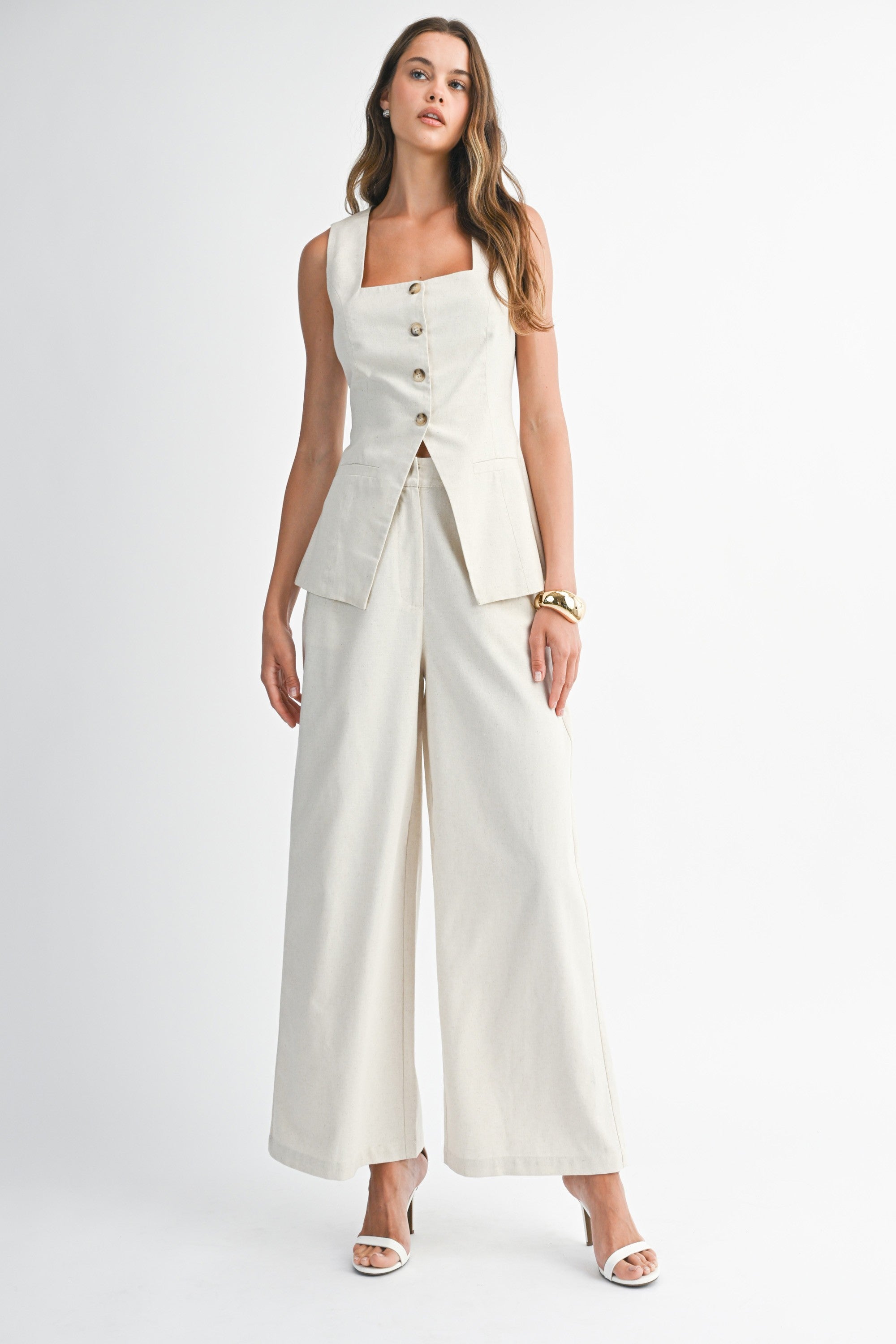 Oatmeal Button Down Top & Pant Set