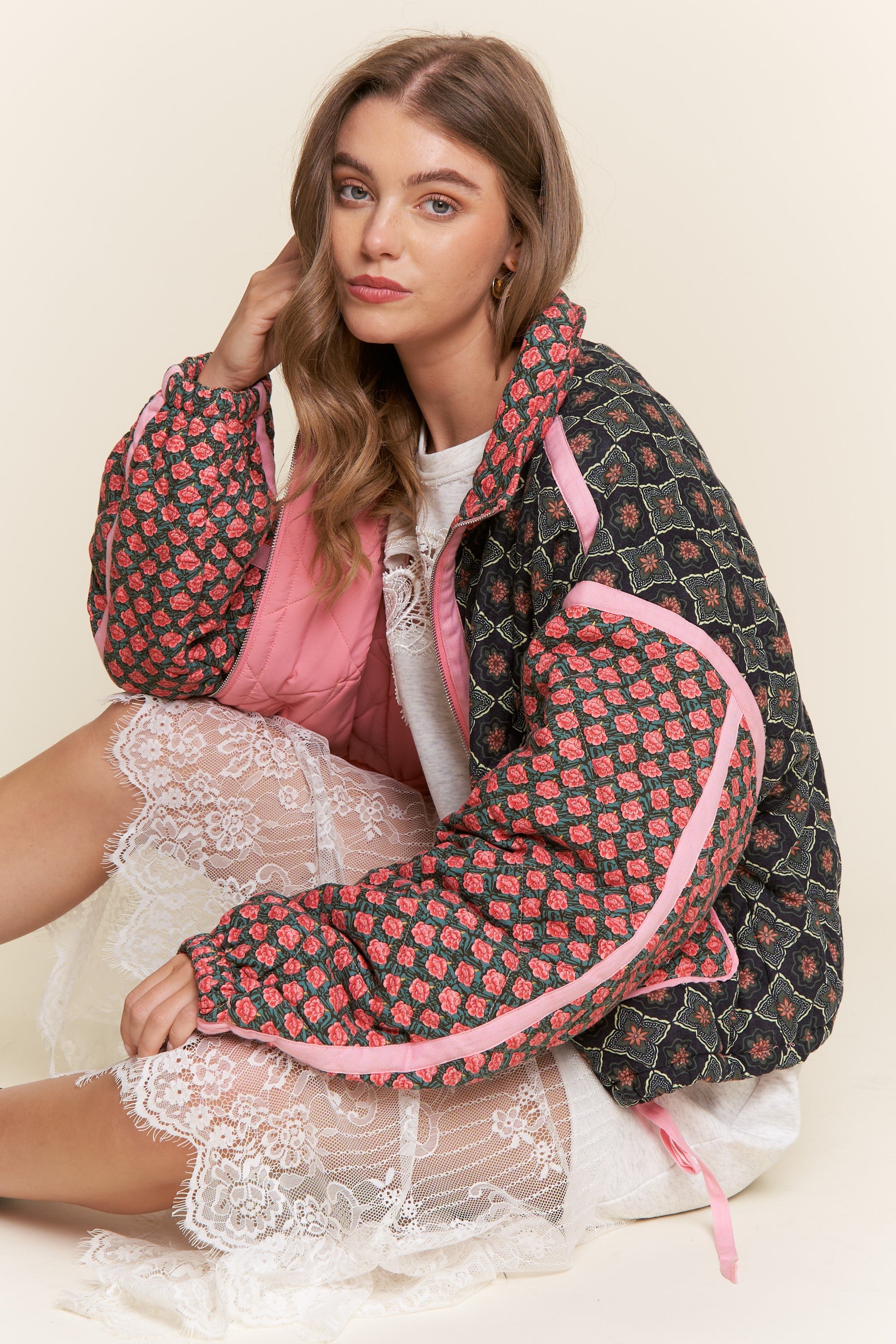 Rose Garden Pink Padded Jacket