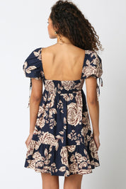 Navy & Cream Floral Babydoll Dress