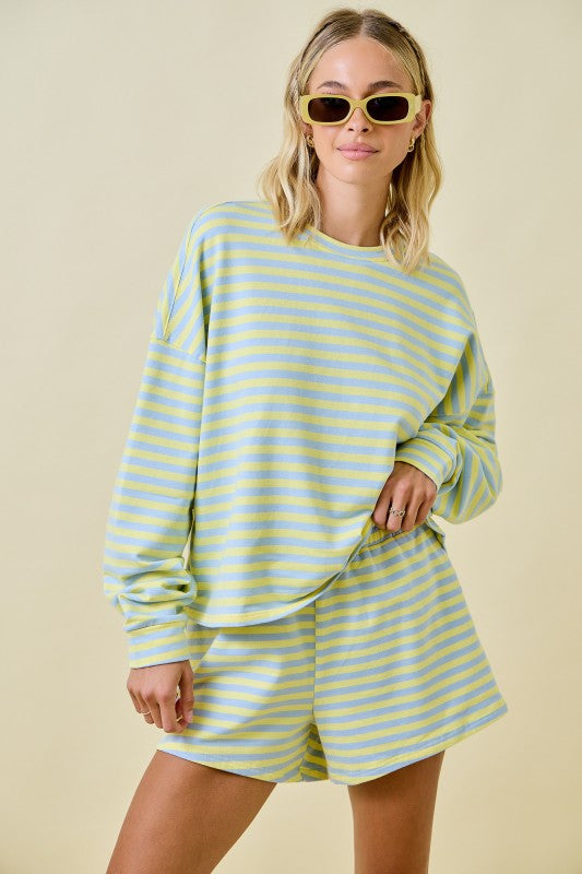 Blue/Lemon Striped Terry Set