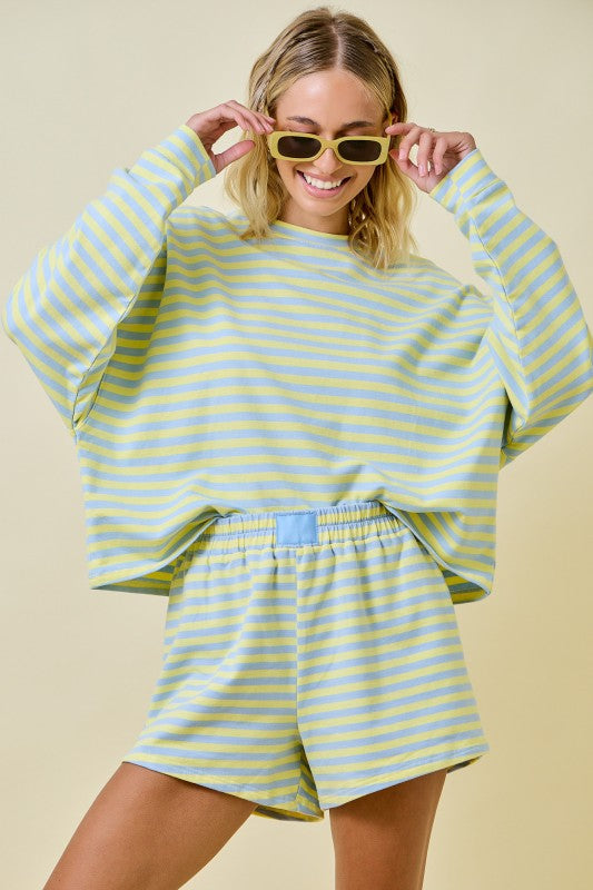 Blue/Lemon Striped Terry Set