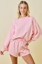 Pink/Cream Striped Terry Set