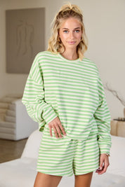 Honeydew/Cream Striped Terry Set