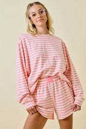 Pink/Cream Striped Terry Set