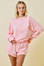 Pink/Cream Striped Terry Set