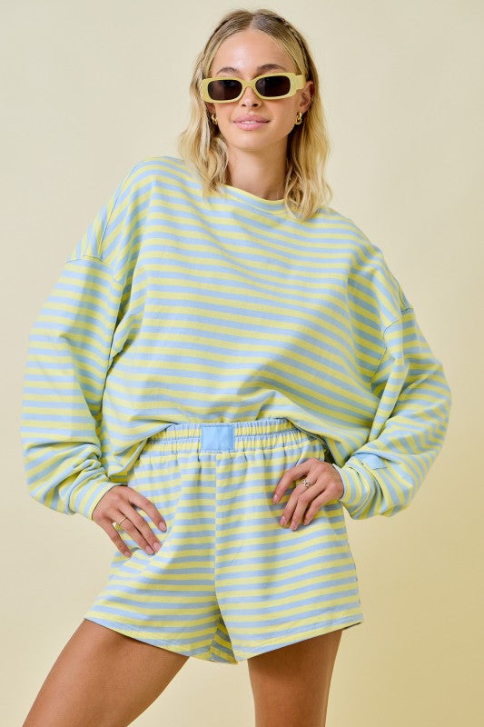 Blue/Lemon Striped Terry Set