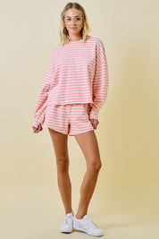 Pink/Cream Striped Terry Set