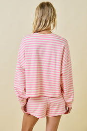 Pink/Cream Striped Terry Set