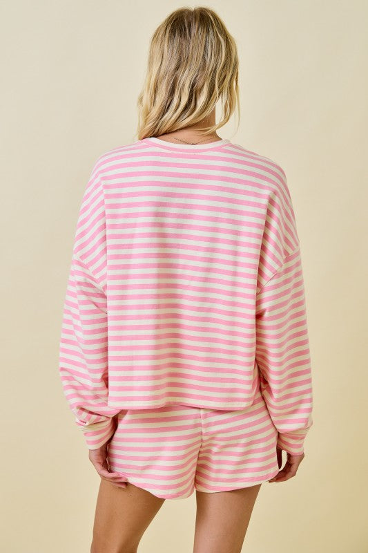 Pink/Cream Striped Terry Set