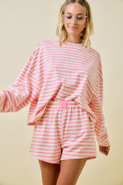Pink/Cream Striped Terry Set
