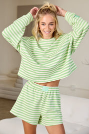 Honeydew/Cream Striped Terry Set