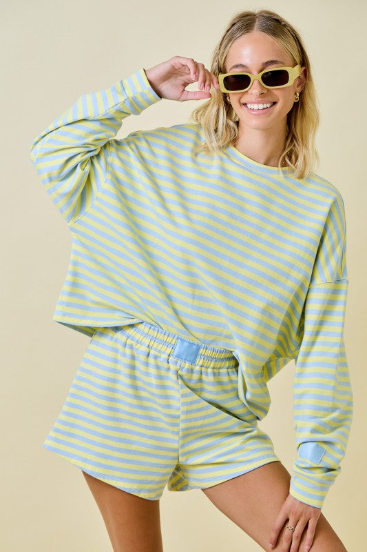 Blue/Lemon Striped Terry Set