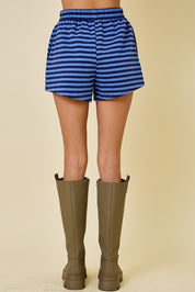 Navy & Blue Striped Terry Shorts