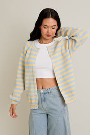 Blue Striped Sweater Cardigan