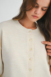 Cream Half Sleeve Crop Cardigan