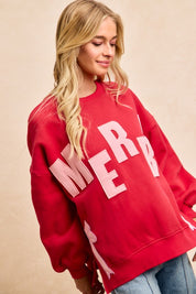 Red/Pink Merry Christmas Sweatshirt